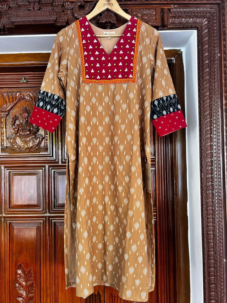 Picture of MUSTARD IKKAT KURTA