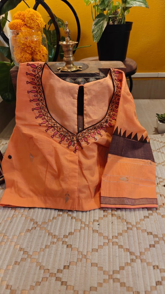 Picture of Peach Jamdani with a Signature Finish 🌸
